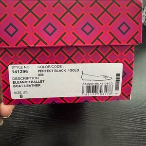 Tory Burch Eleanor Ballet Flats in Black and Gold